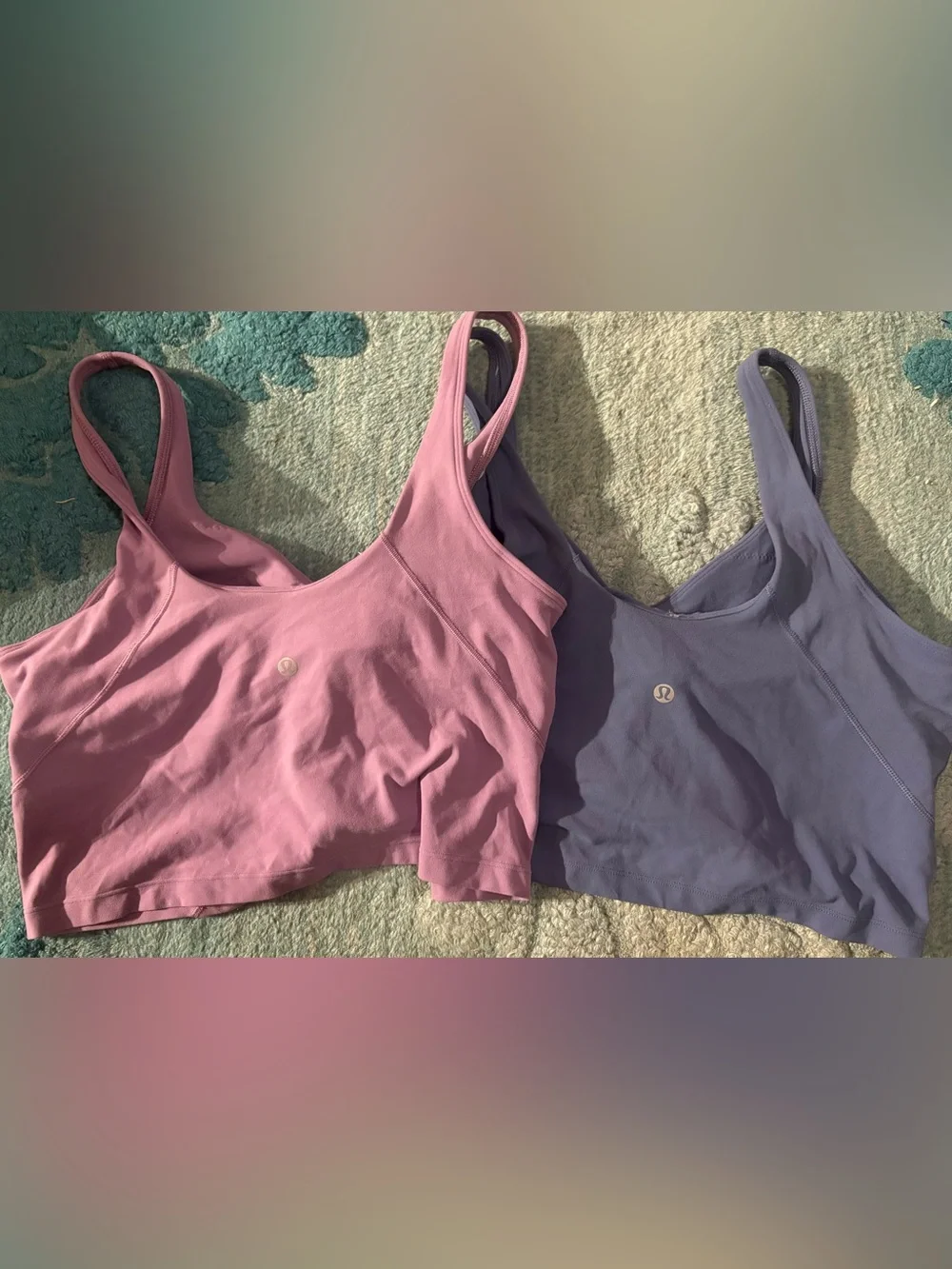 2 lululemon athletica Strappy Scoop Crop Tops - Pink & Lavender